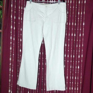 Size 14 Beige Old Navy Buttonfly Jeans w/ Peach Striped Pocket Accents